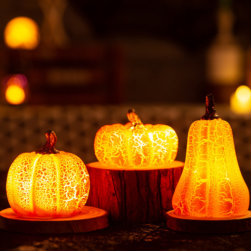 Neu Halloween Kürbis Laterne Simulation Kürbis LED Kerze Lampe Harz Leucht Kürbis