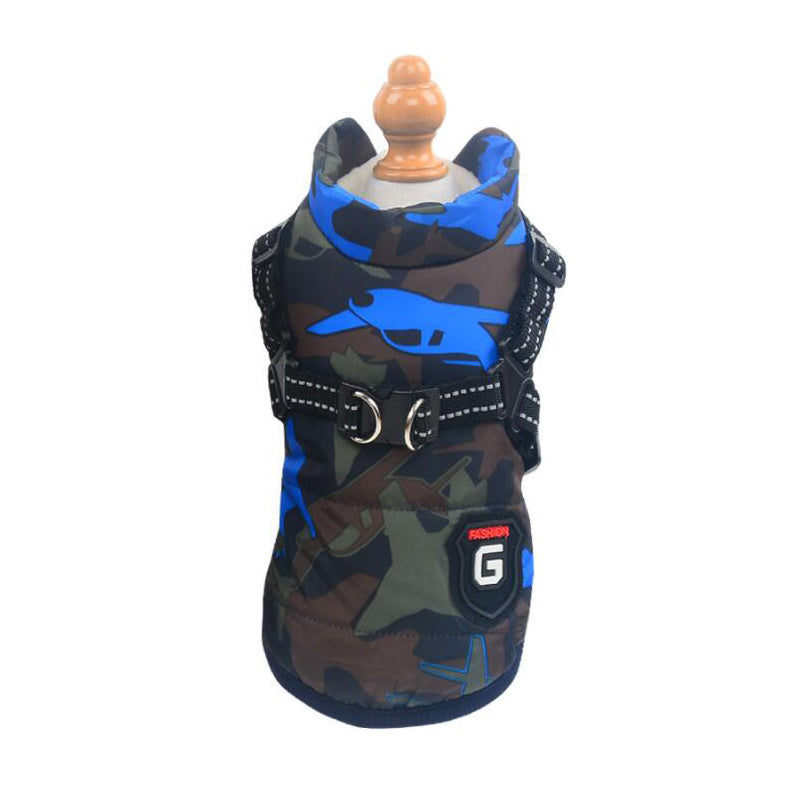 Dog Clothes Chest Back Integrated Cotton Vest Pet Cotton Clothes Winter Clothes - X2-Shopping