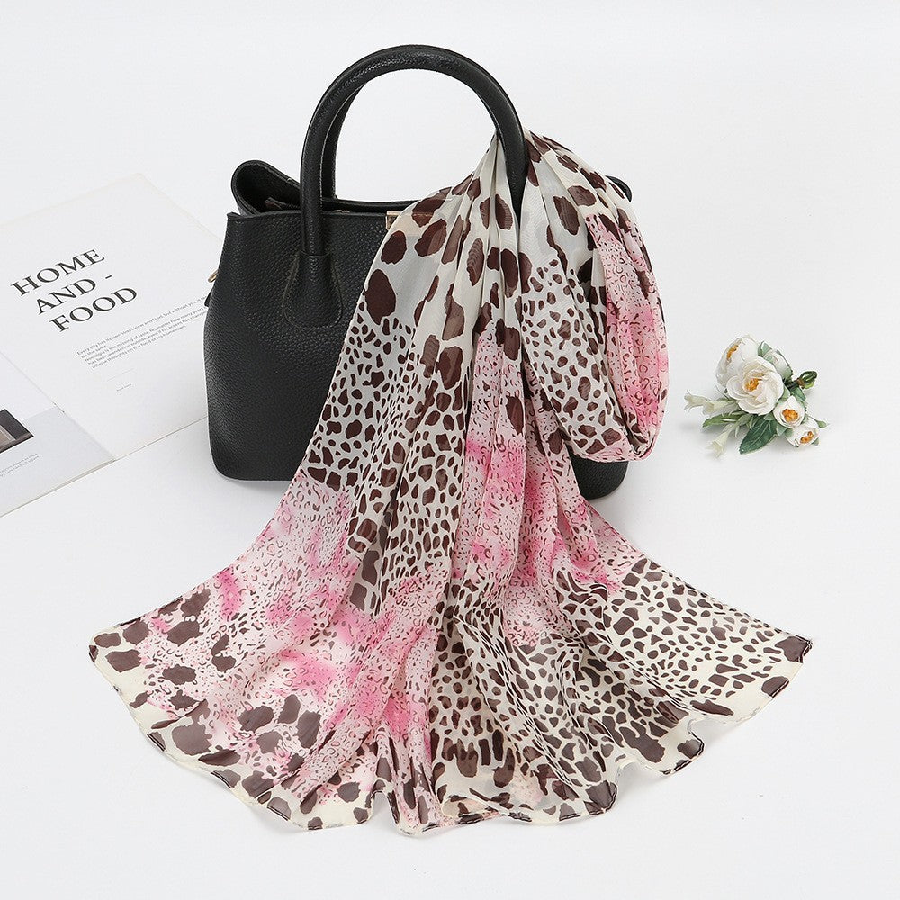 Thin Chiffon Lotus Pond Moonlight Printed Silk Scarf - X2-Shopping