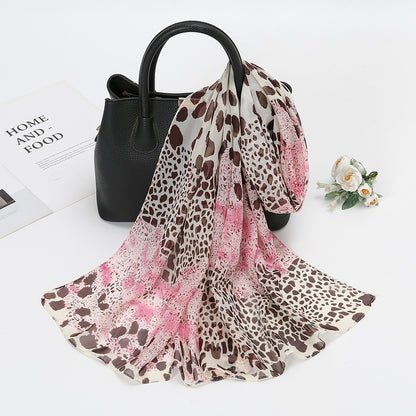 Thin Chiffon Lotus Pond Moonlight Printed Silk Scarf - X2-Shopping