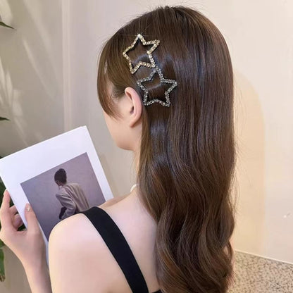 High-end Simple Rhinestone Star Hairpin Sweet Cool Female Headdress