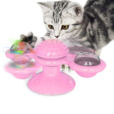 Cat Rotating Windmill Multi-Function Toys Itch Scratching Device Teeth Shining Toy - X2-Shopping