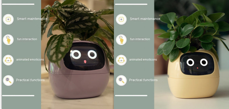 Smart Planter – Endloser Spaß – Über 49 ausdrucksstarke Ausdrücke – 7 intelligente Sensoren und KI-Chips machen das Pflanzenaufziehen einfach und unterhaltsam