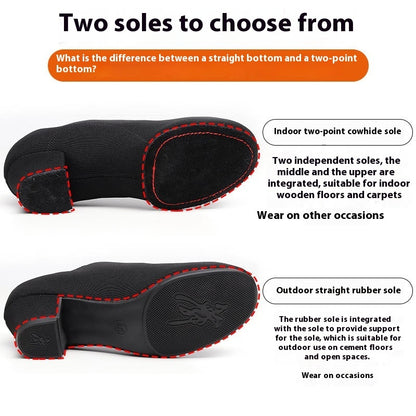 Oxford Cloth Dancing Shoes Ethnic Dance Middle Heel Men's Professional Ballroom Dancing Shoes