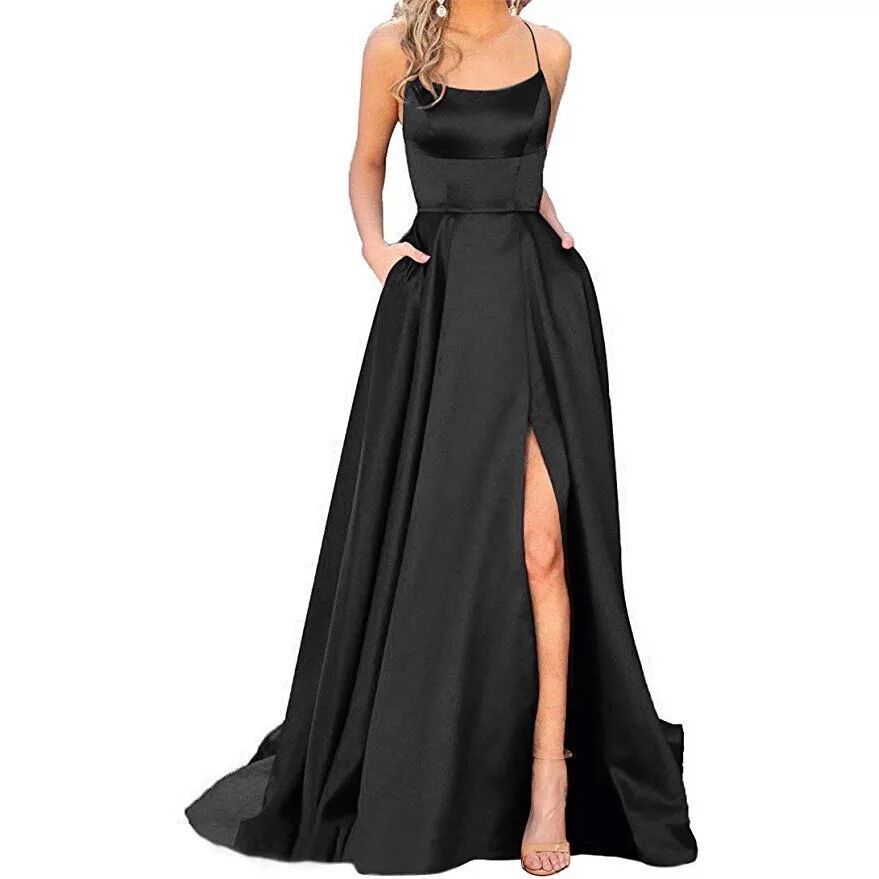 Solid Color Long Slimming And Shoulder Hollow Girlfriends Fashion Bridesmaid Party Dress - X2-Shopping