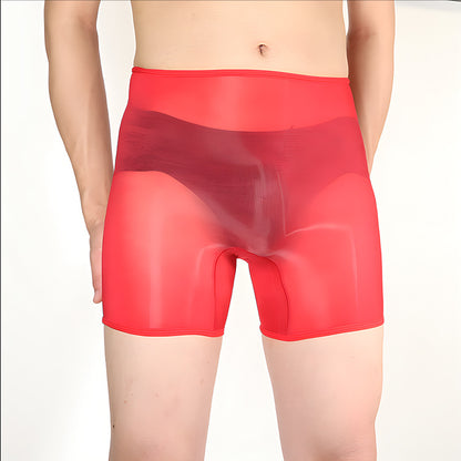 Men's Ultra-thin Shiny Stockings Transparent Bag Independent Warehouse Boxer Briefs