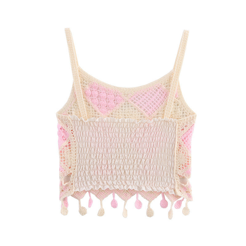Hollow-out Design Sense Niche Crocheted Camisole Top