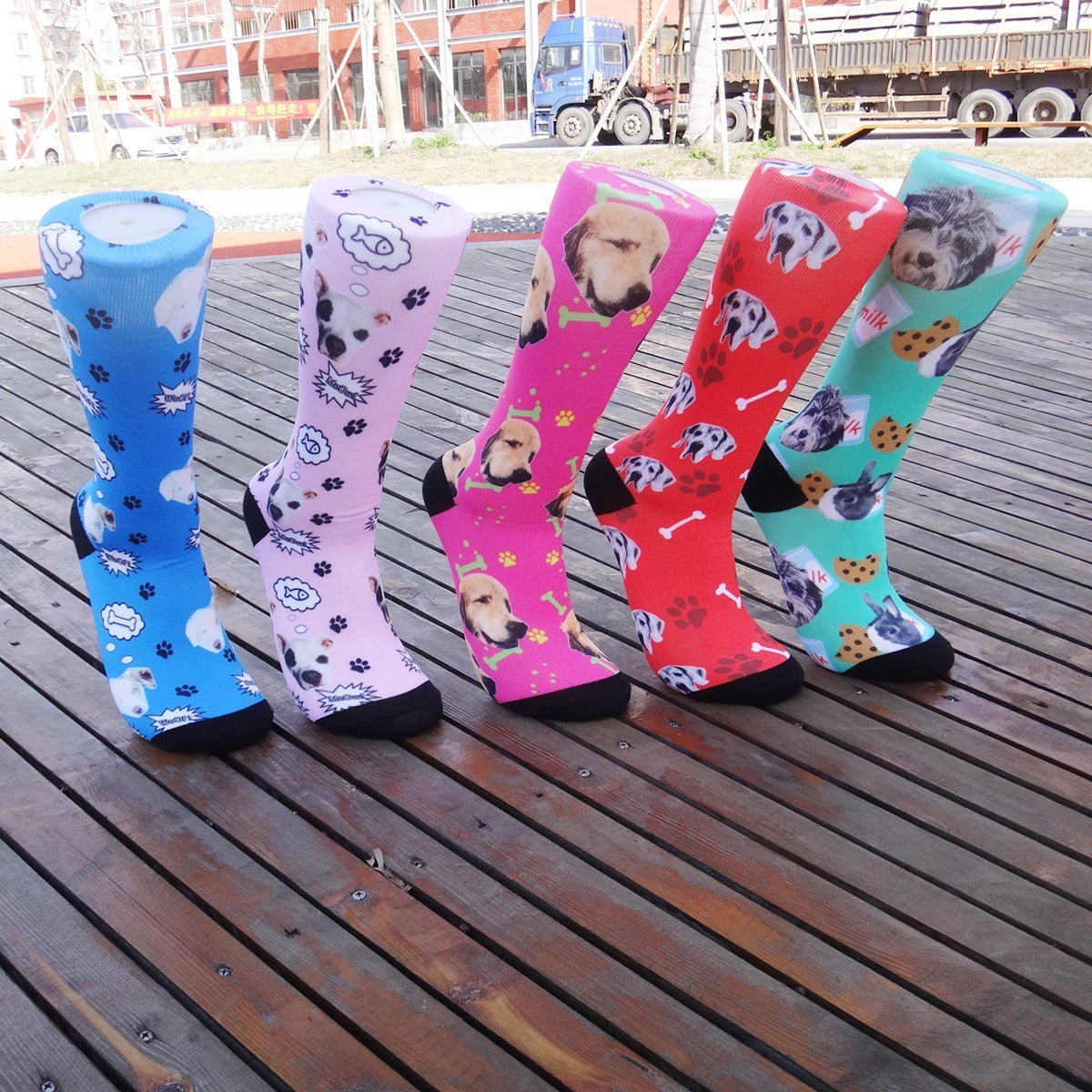 Cartoon Pet Head Face Socks - X2-Shopping