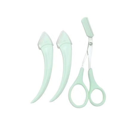 سكين تشذيب الحواجب مع مشط على شكل قمر منحني، أدوات تجميل صغيرة