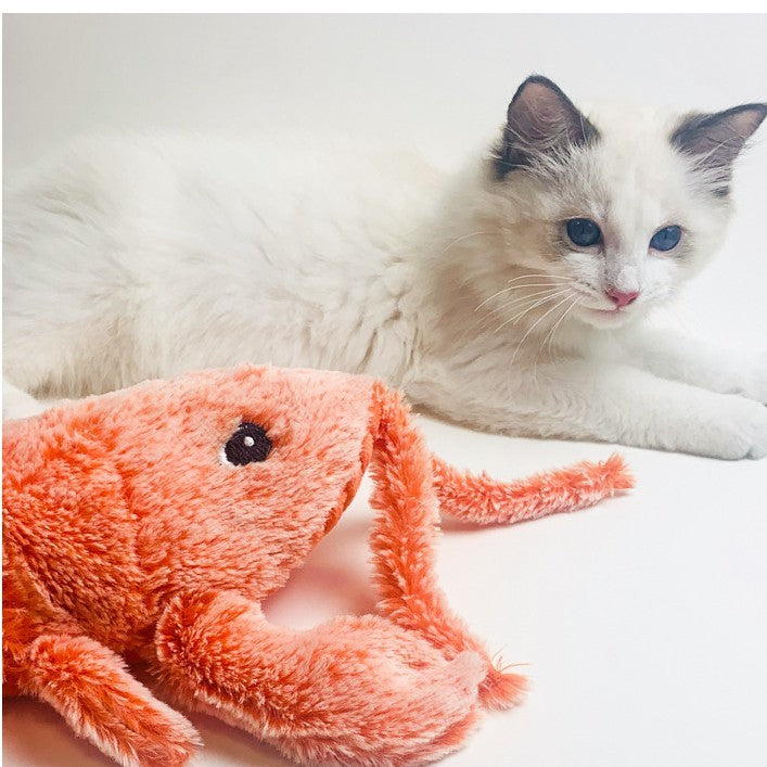 Pet Toys Electric Jumping Shrimp USB Charging Simulation Lobster Funny Cat Plush Pets Toy - X2-Shopping