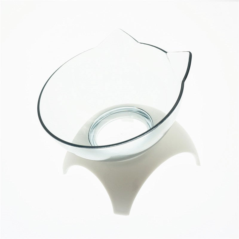 Non Slip Double Cat Bowl With Raised Stand Pet Food Cat Feeder Protect Cervical Vertebra Dog Bowl Transparent Pet Products - X2-Shopping