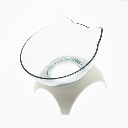 Non Slip Double Cat Bowl With Raised Stand Pet Food Cat Feeder Protect Cervical Vertebra Dog Bowl Transparent Pet Products - X2-Shopping