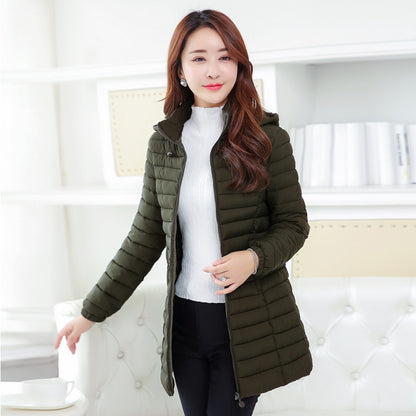 Autumn And Winter Lightweight Cotton Coat Women's Mid-length