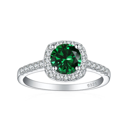 Crystal Colored Gems S925 Sterling Silver Ring For Women