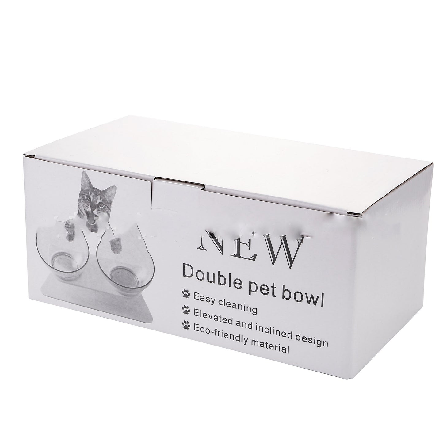 Non Slip Double Cat Bowl With Raised Stand Pet Food Cat Feeder Protect Cervical Vertebra Dog Bowl Transparent Pet Products - X2-Shopping