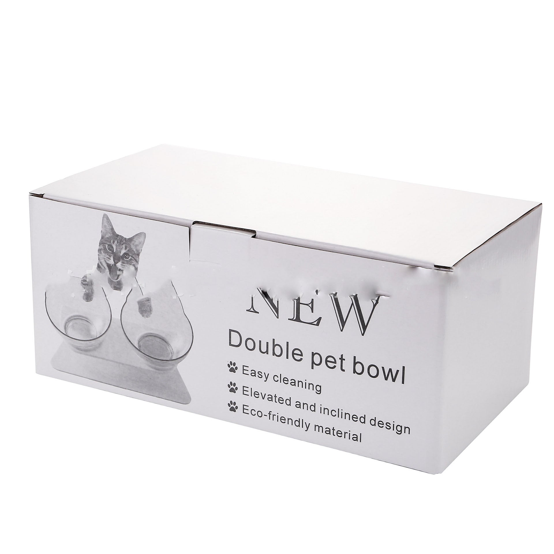 Non Slip Double Cat Bowl With Raised Stand Pet Food Cat Feeder Protect Cervical Vertebra Dog Bowl Transparent Pet Products - X2-Shopping