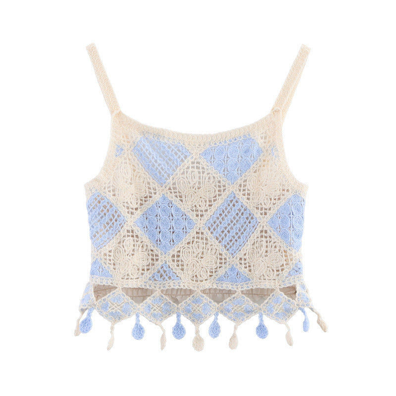 Hollow-out Design Sense Niche Crocheted Camisole Top