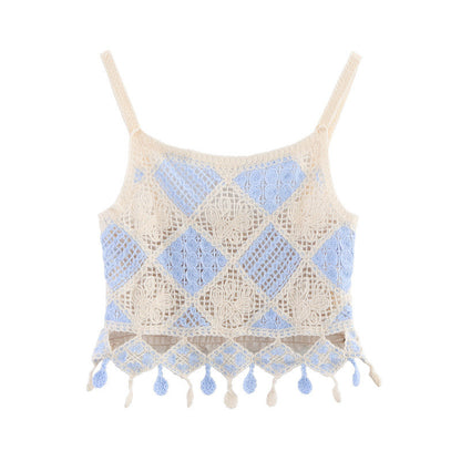 Hollow-out Design Sense Niche Crocheted Camisole Top