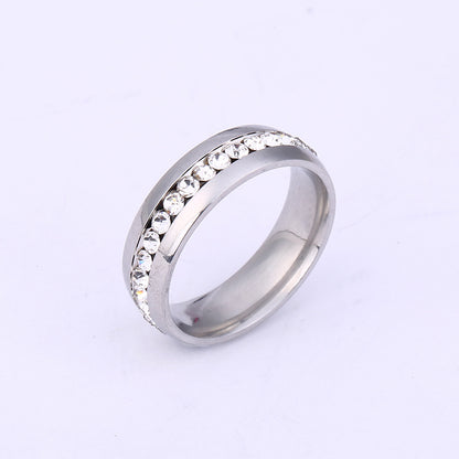 Niche Single Row Rhinestone Diamond-embedded Exquisite Ring