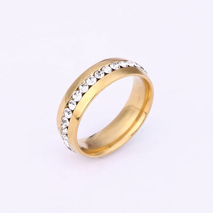 Niche Single Row Rhinestone Diamond-embedded Exquisite Ring