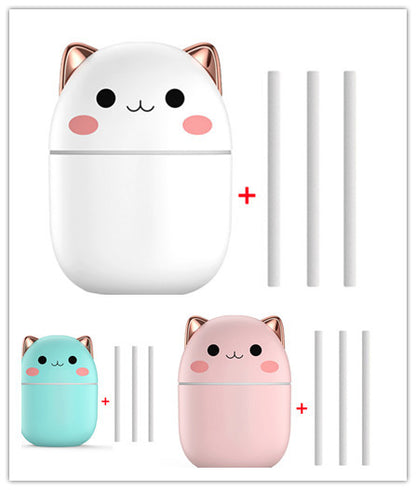 Luftbefeuchter, süße Katze, ultraleiser USB-Luftreiniger für Büro, Haushalt, Schlafzimmer, Auto, Aromatherapie, mit LED-Kühlnebelspray