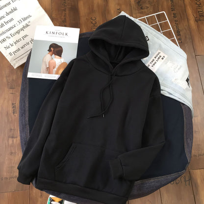 Long Sleeve Solid Color Hooded Sweater Couple - X2-Shopping
