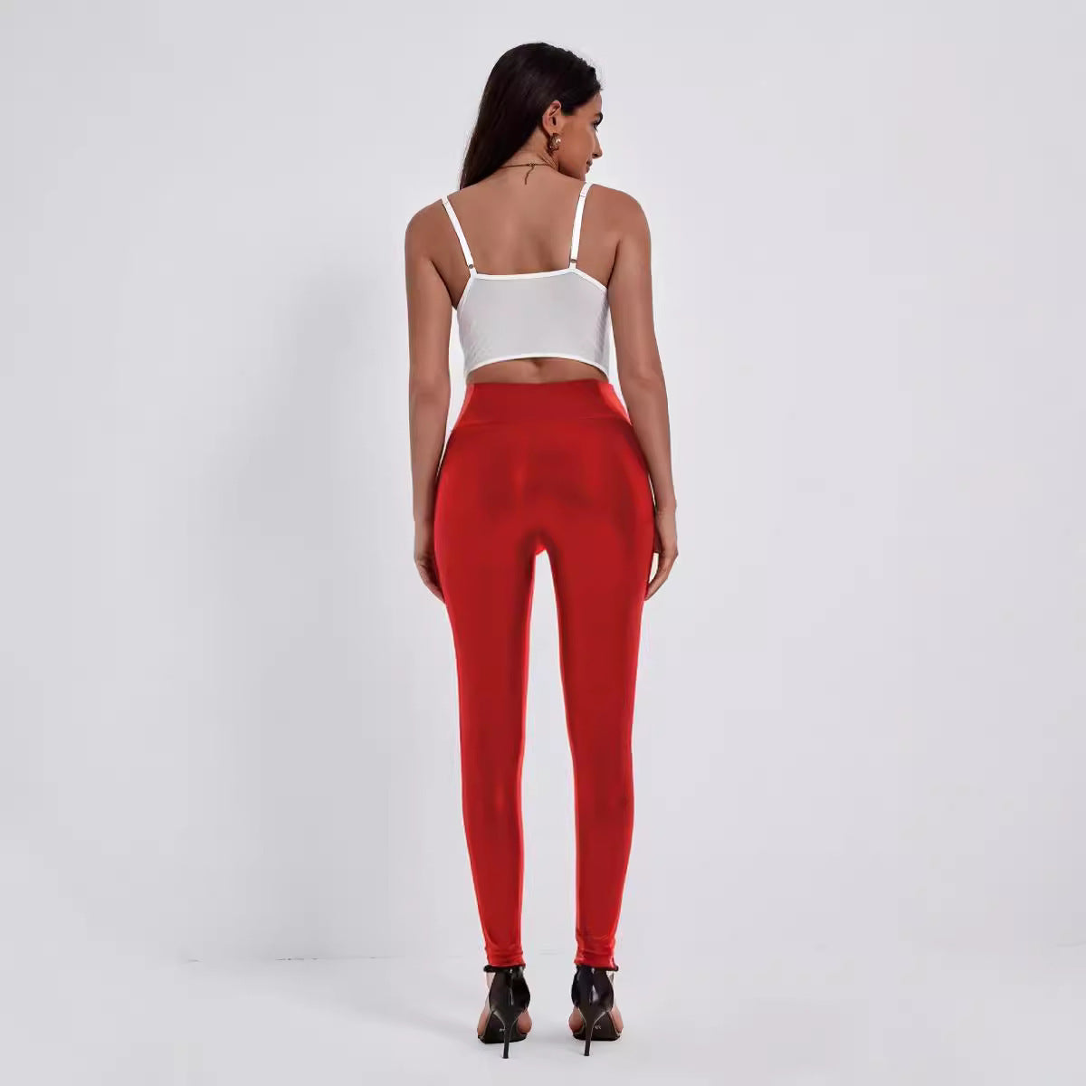 European And American Style Women Fashion Tight-fitting Cinched Hip Bag Leather Pants