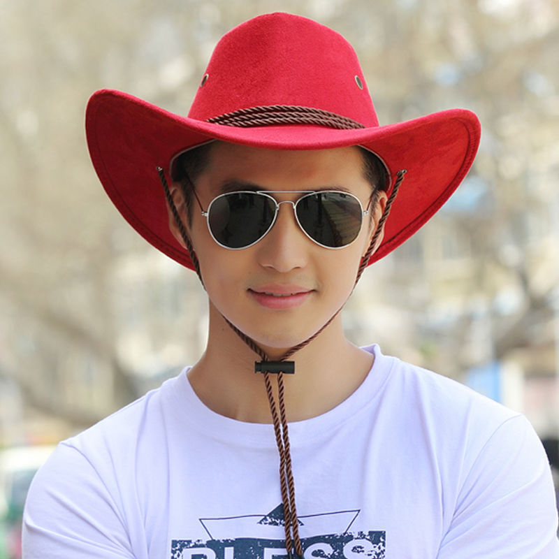 Cowboy Hat Men's Double-sided Suede Sun Hat With Wide Brim