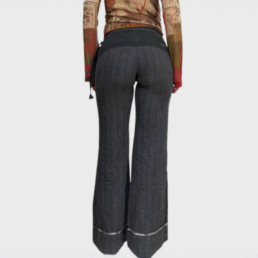 Printed Tape Thigh-length Curtain Tights