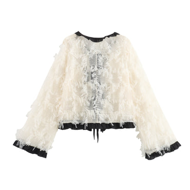 Classic Style Short Coat Lace-up Design Socialite Women