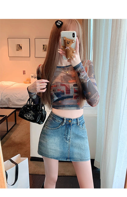 Retro Denim High Waist Hip Skirt - X2-Shopping