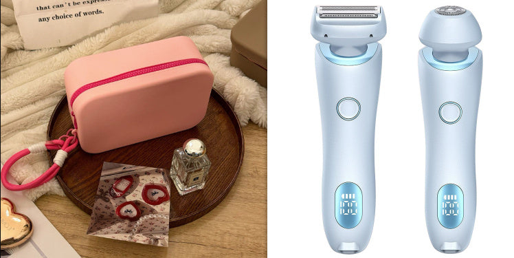 ماكينة إزالة الشعر 2 في 1 قابلة لإعادة الشحن عبر USB للنساء، ماكينة حلاقة للجسم والوجه والساق والإبط والبكيني واليدين والعانة