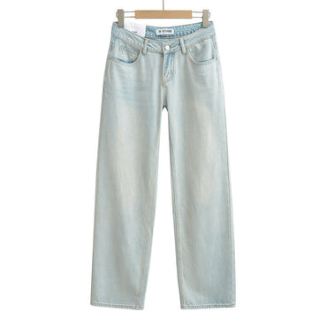 American Low Waist Straight Loose Denim Mop Trousers