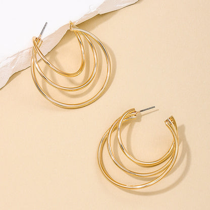Ins Style Metal Multi-layer Circle Women's Earrings