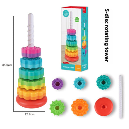 Regenbogen Rotierenden Turm Spielzeug Baby Frühen Bildung Intellektuelle Entwicklung Intelligenz Ferrule