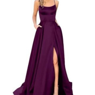 Solid Color Long Slimming And Shoulder Hollow Girlfriends Fashion Bridesmaid Party Dress - X2-Shopping
