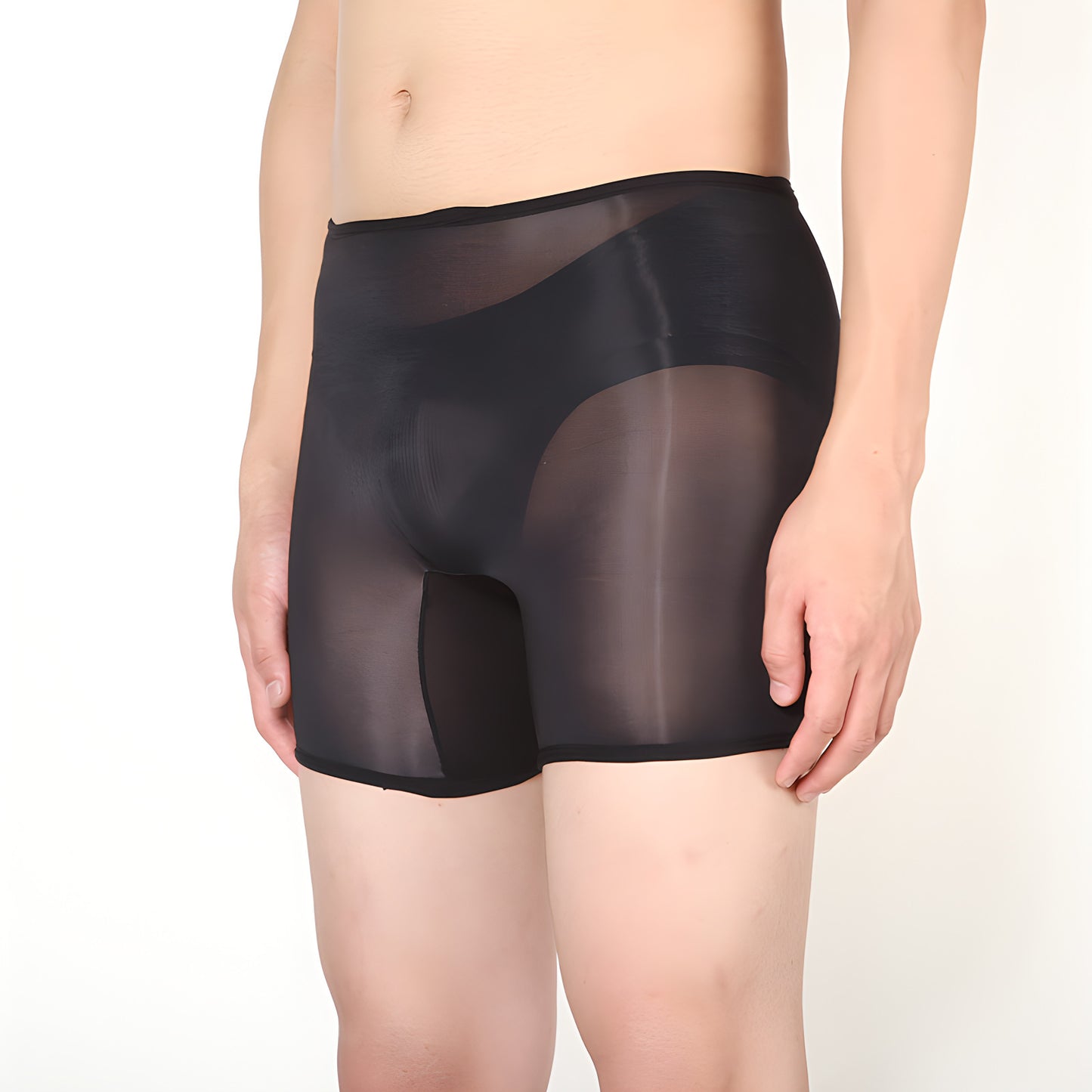 Men's Ultra-thin Shiny Stockings Transparent Bag Independent Warehouse Boxer Briefs