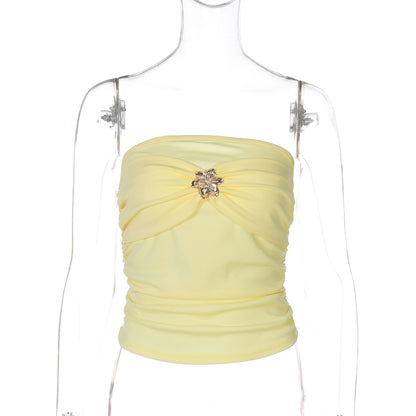 Women's Pleated Tube Top Slim Top