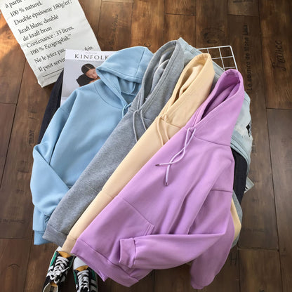Long Sleeve Solid Color Hooded Sweater Couple - X2-Shopping
