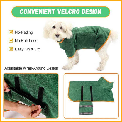 Absorbent Pet Bathrobe With Waist-wrapped Microfiber - X2-Shopping
