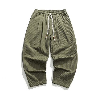Men's Casual Pants Loose Solid Color Overalls Straight-leg Trousers