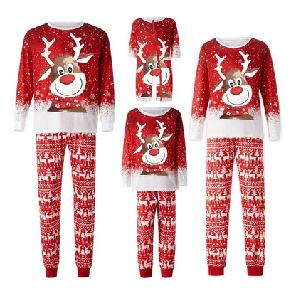 Parent-Child Two-piece Suit Elk Printing Pajamas Suit Homewear - X2-Shopping