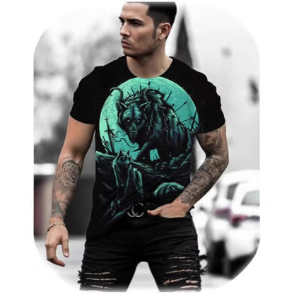 Retro 3D Animal Print Men's Short-sleeved T-shirt