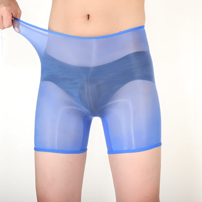 Men's Ultra-thin Shiny Stockings Transparent Bag Independent Warehouse Boxer Briefs