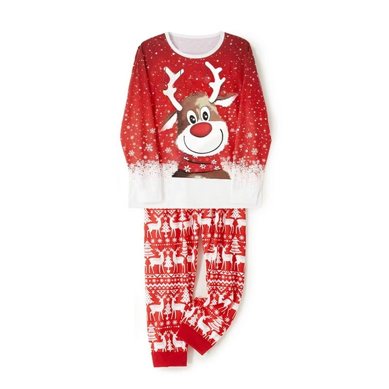 Parent-Child Two-piece Suit Elk Printing Pajamas Suit Homewear - X2-Shopping