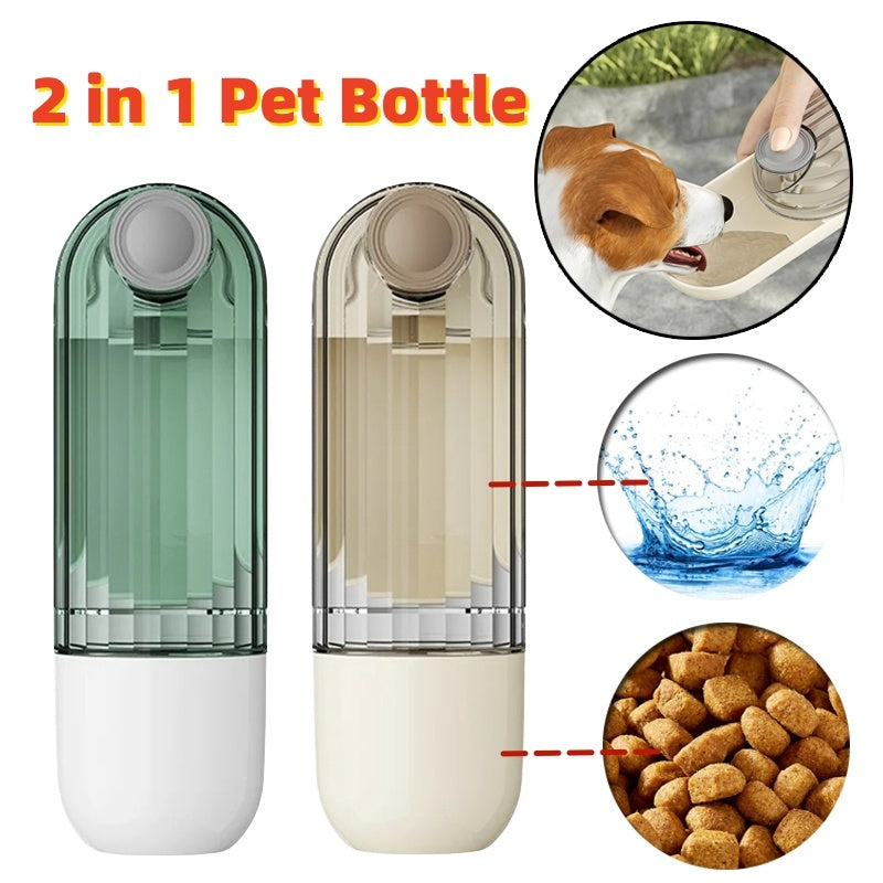 2 In 1 Pet Water Cup Segment Design Green Dog Walking Portable Drinking Cup Dog Feeding Supplies Pet Supplies Dog Walking Water Feeder Pets Products - X2-Shopping