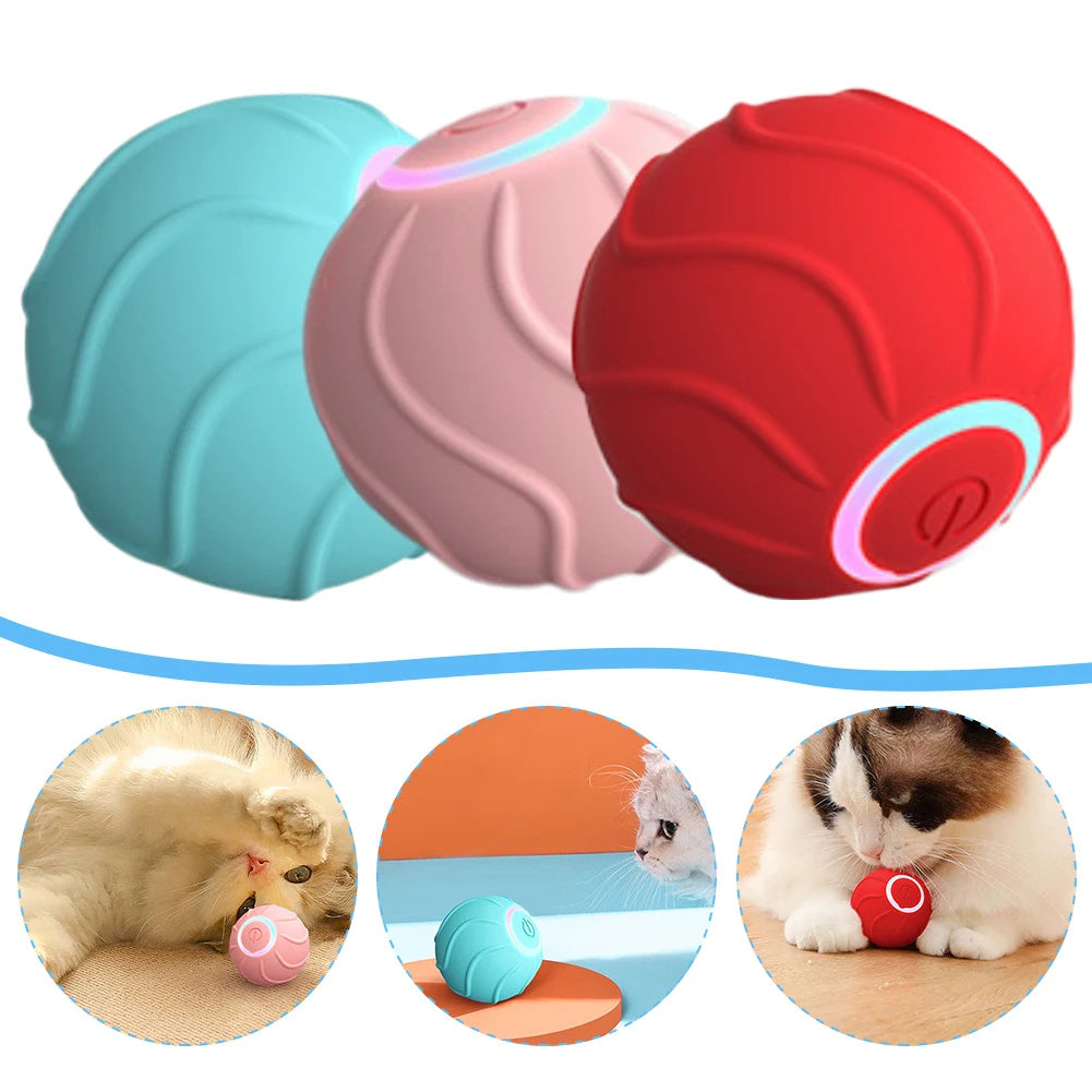 Smart Cat Toys Rolling Ball Pet Cat Owner Interactive Pets Toys Automatic Bouncing Ball USB Self Hi Teasing Kittens Jumping Ball - X2-Shopping