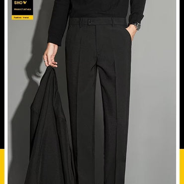 Spring Draping Effect Straight All-matching Ankle-length Suit Pants