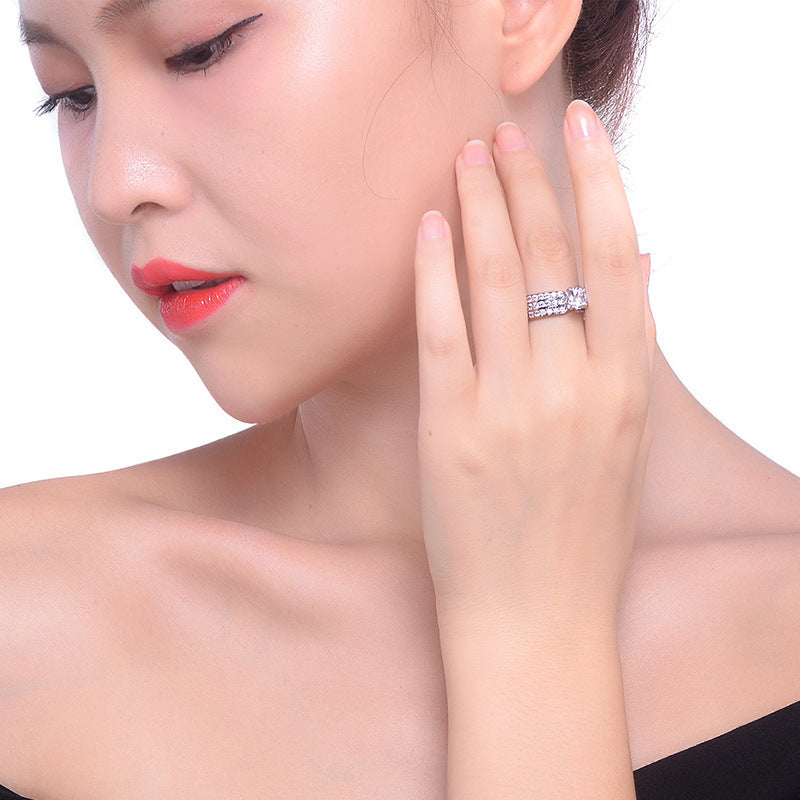 European And American Fashion Exaggerated Micro-inlaid Zircon Ring