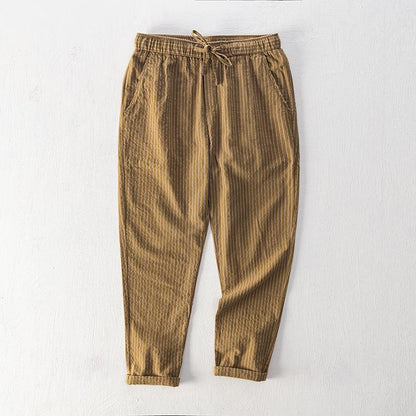 Simple Tether Casual Men's Contrast Color Striped Ankle-length Pants